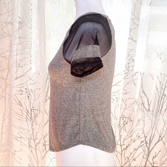 Divided gray black mesh short sleeve tee shirt top - Picture 3 of 6